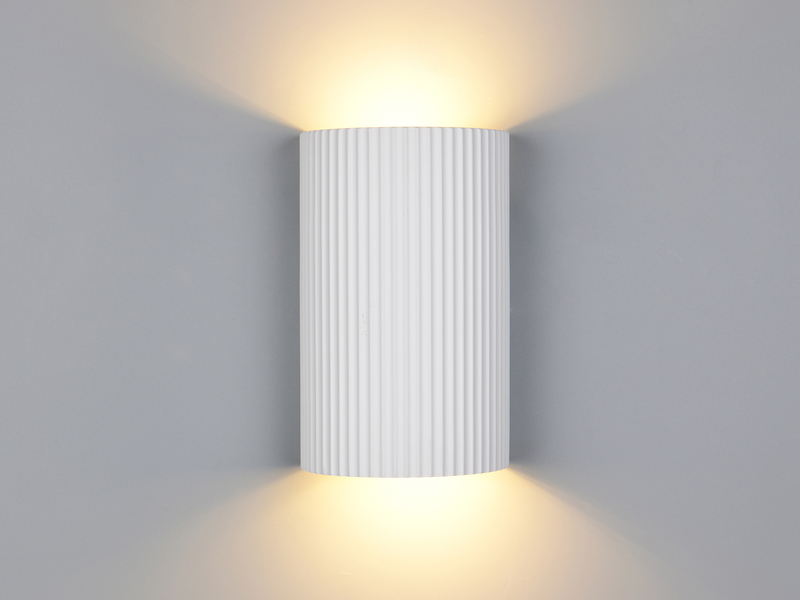 LED Wandleuchte halbrund aus Gips mit Up and Down Lichteffekt, Höhe 22cm