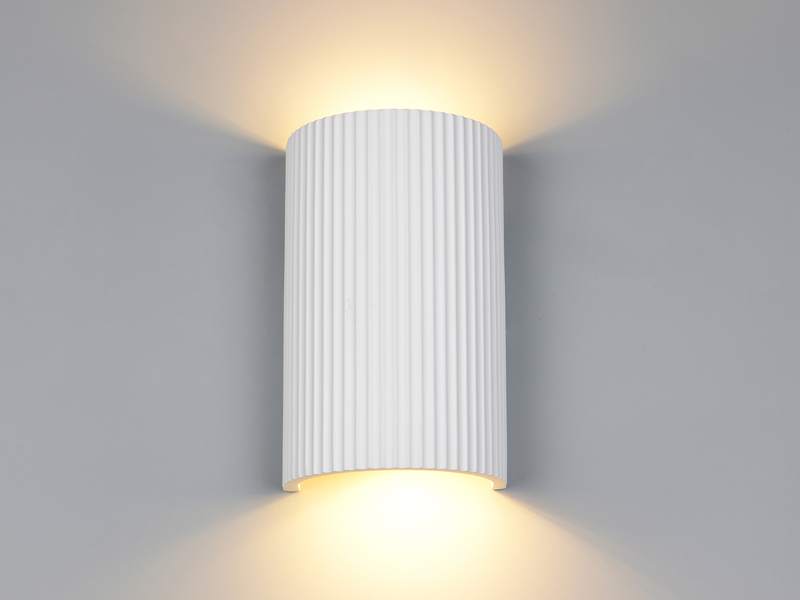 LED Wandleuchte halbrund aus Gips mit Up and Down Lichteffekt, Höhe 22cm