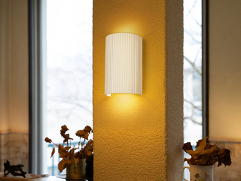 LED Wandleuchte halbrund aus Gips mit Up and Down Lichteffekt, Höhe 22cm