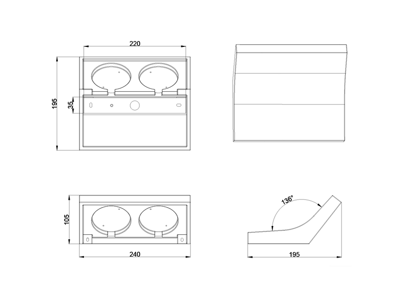LED Wandleuchte, indirekte Beleuchtung aus Gips bemalbar, Breite 24cm