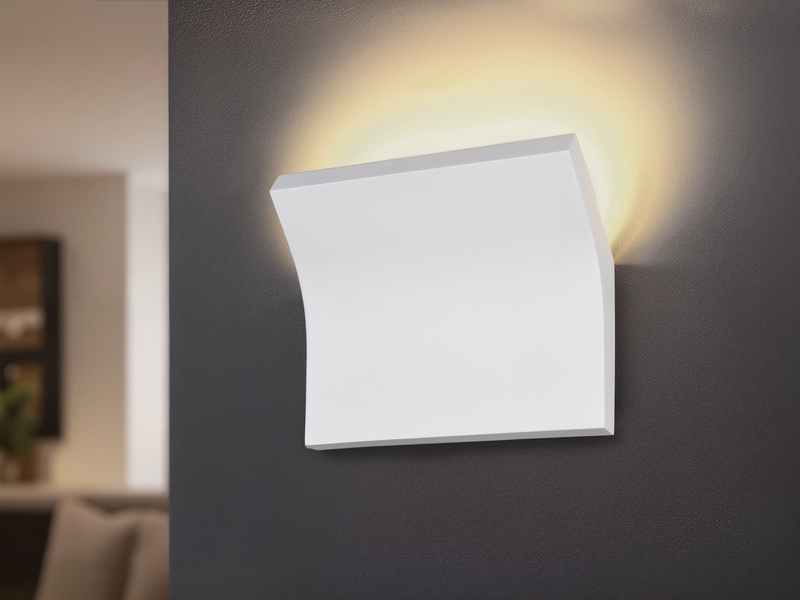 LED Wandleuchte, indirekte Beleuchtung aus Gips bemalbar, Breite 24cm