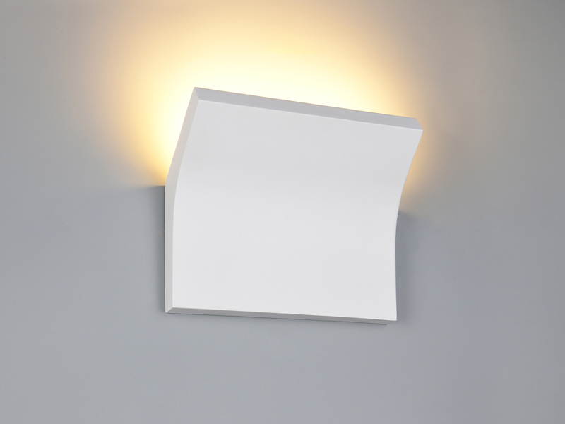 LED Wandleuchte, indirekte Beleuchtung aus Gips bemalbar, Breite 24cm