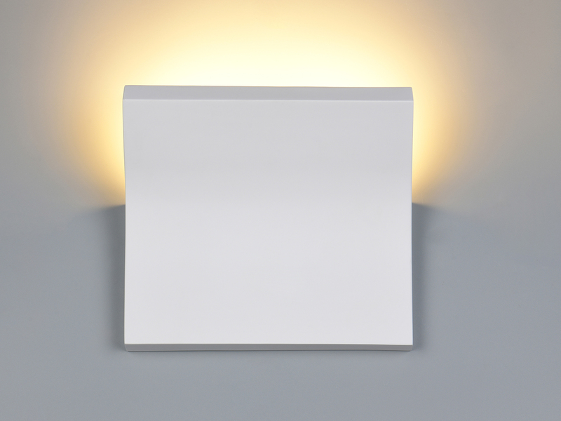 LED Wandleuchte, indirekte Beleuchtung aus Gips bemalbar, Breite 24cm