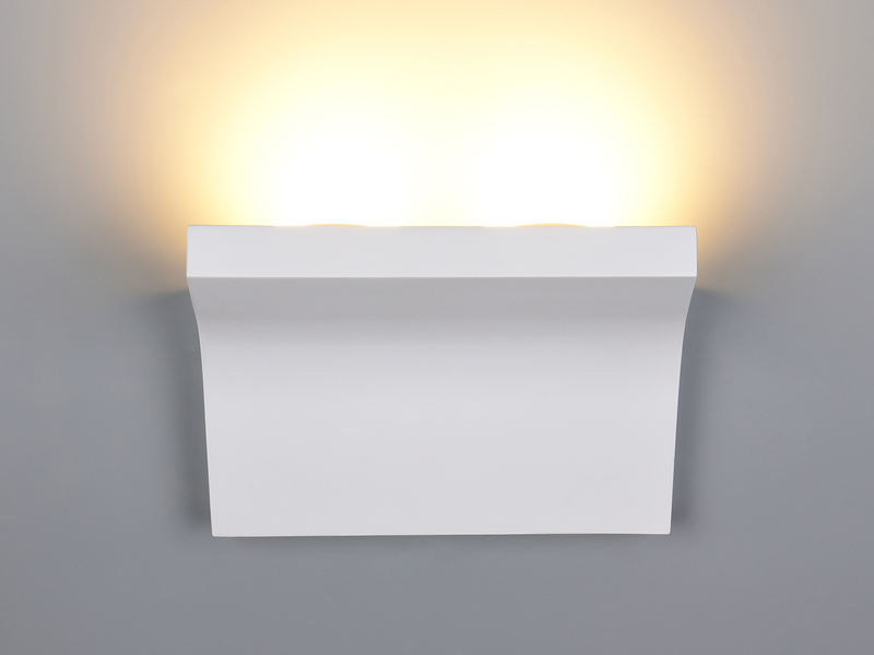 LED Wandleuchte, indirekte Beleuchtung aus Gips bemalbar, Breite 24cm