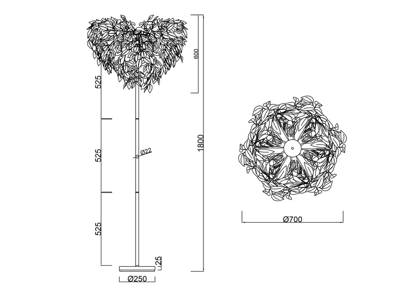 LED Stehlampe mit Blättern, Fernbedienung & RGBW Farbwechsel, Höhe 180cm