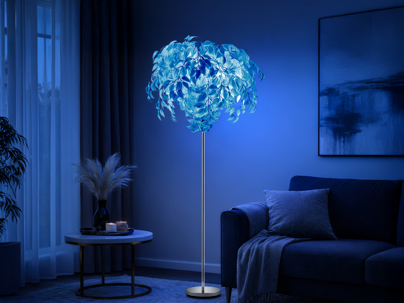 LED Stehlampe mit Blättern, Fernbedienung & RGBW Farbwechsel, Höhe 180cm