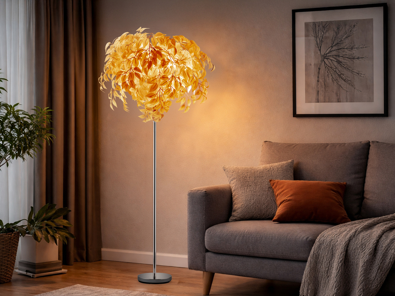 LED Stehlampe mit Blättern, Fernbedienung & RGBW Farbwechsel, Höhe 180cm