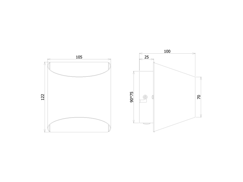Kleine Wandleuchte SAMDEL Up and Down aus Metall Schwarz Gold, Höhe 10cm