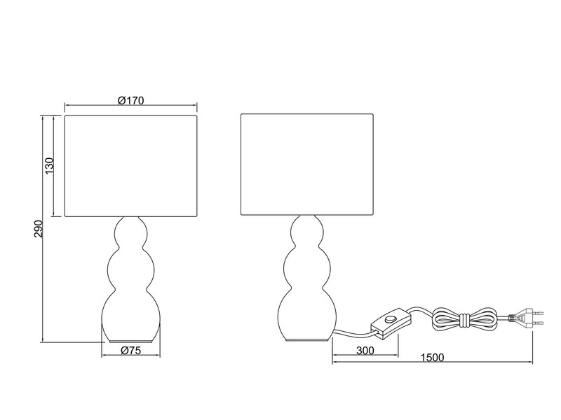 LED Tischlampe mit Keramikfuß Silber & Stoffschirm Weiß, Höhe 29cm