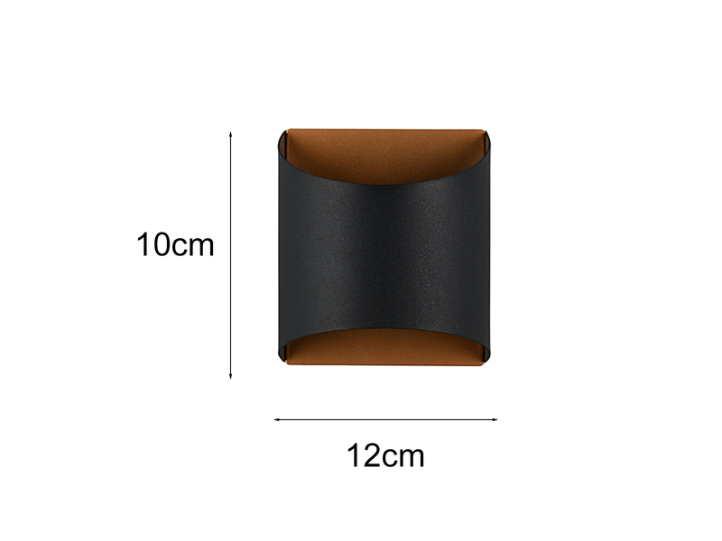 Kleine LED Wandleuchte Up and Down aus Metall Schwarz Gold, Höhe 10cm