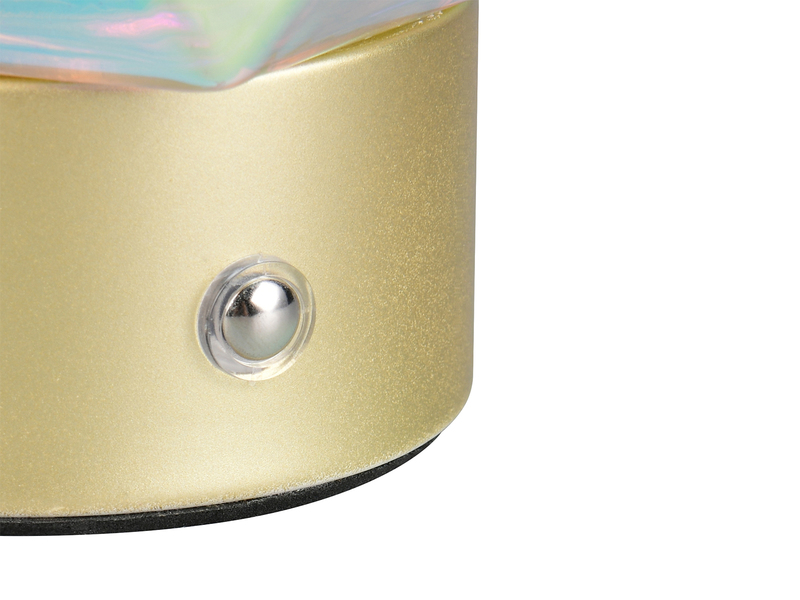 Kleine ausgefallene Akku Tischlampe STAVRO USB aufladbar, Glas bunt, Höhe 17,5cm