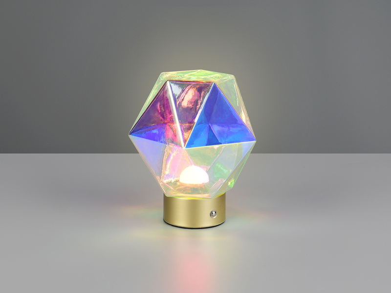 Kleine ausgefallene Akku Tischleuchte Glas bunt, USB aufladbar, Höhe 17,5cm