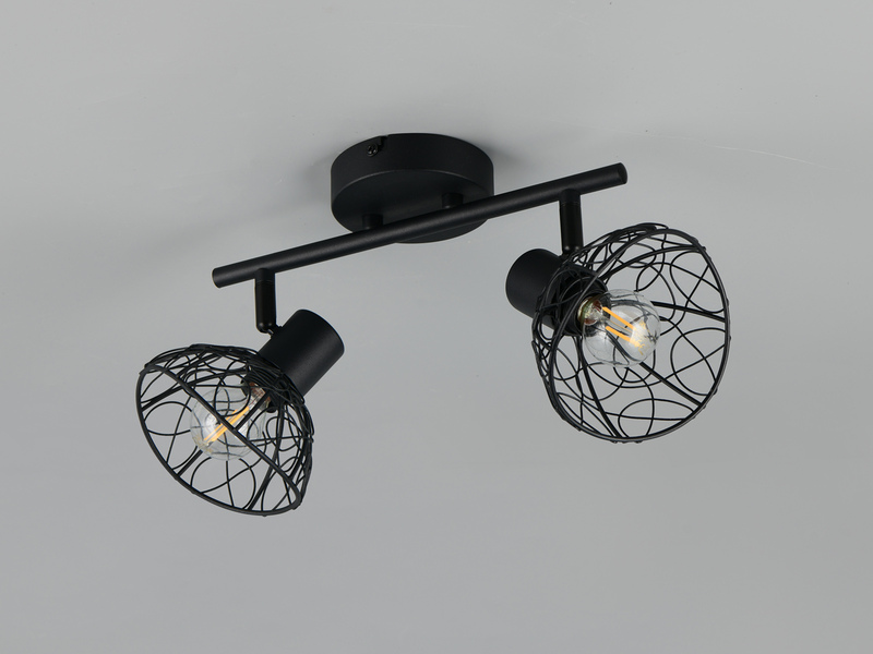 Deckenstrahler YAKO 2-flammig mit Drahtgeflecht Lampenschirmen, B: 39,5cm