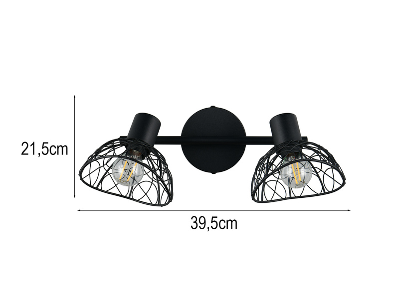 Deckenstrahler YAKO 2-flammig mit Drahtgeflecht Lampenschirmen, B: 39,5cm