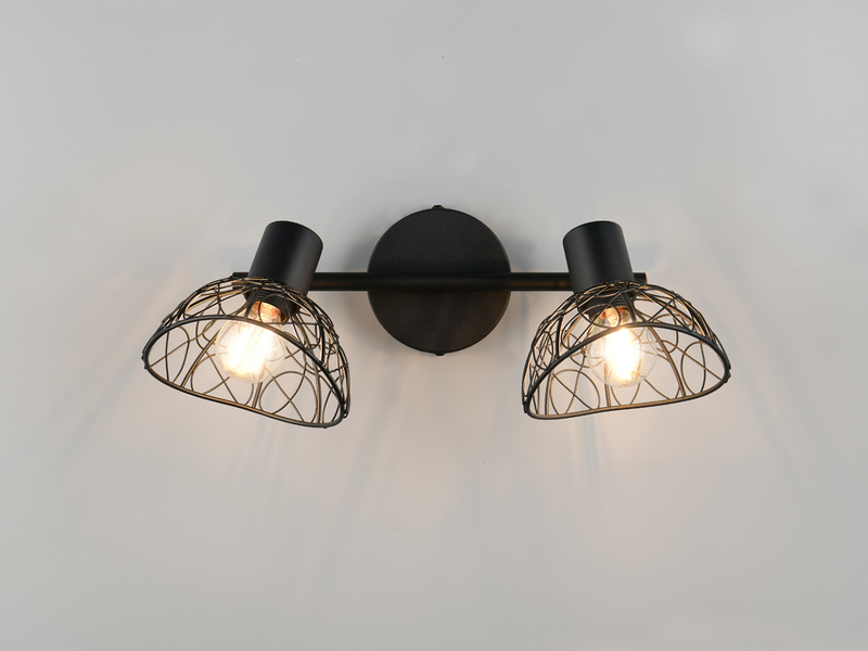 Deckenstrahler YAKO 2-flammig mit Drahtgeflecht Lampenschirmen, B: 39,5cm