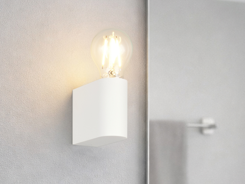 Kleine LED Bad Wandleuchte aus Kunststoff Weiß, Höhe 8cm