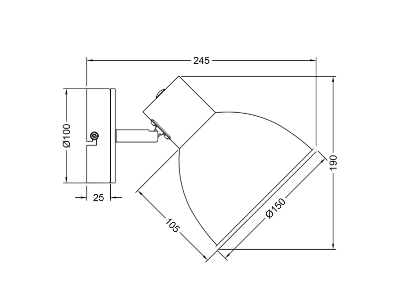 Wandstrahler DELUME aus Metall in Weiß & Holzoptik, Höhe 19cm