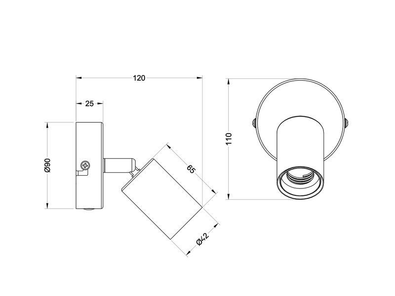 Kleiner LED Wandstrahler aus Metall in Schwarz & Holzoptik, Höhe 11cm