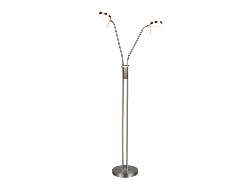 Moderne LED Stehlampe MONZA dimmbar, 2-flammig Silber, Höhe 160cm