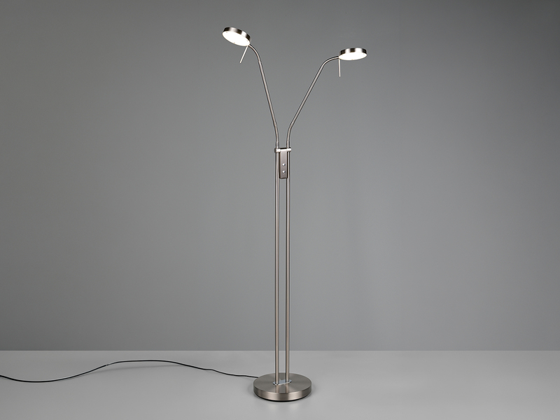 Moderne LED Stehlampe MONZA dimmbar, 2-flammig Silber, Höhe 160cm
