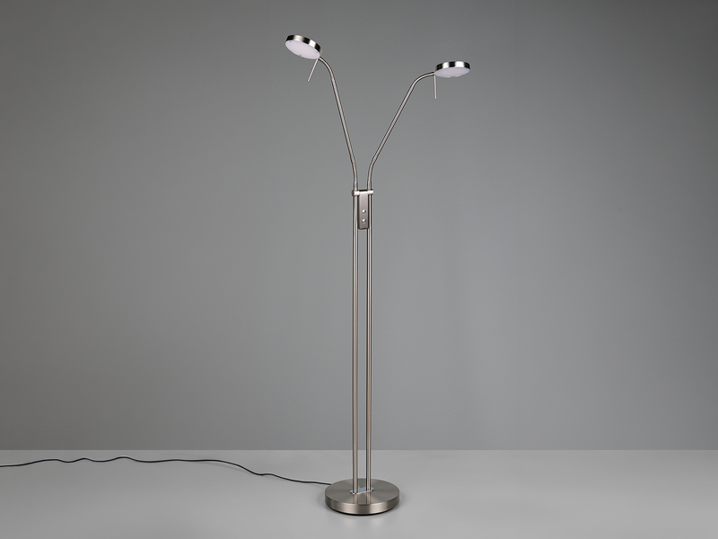 Moderne LED Stehlampe MONZA dimmbar, 2-flammig Silber, Höhe 160cm