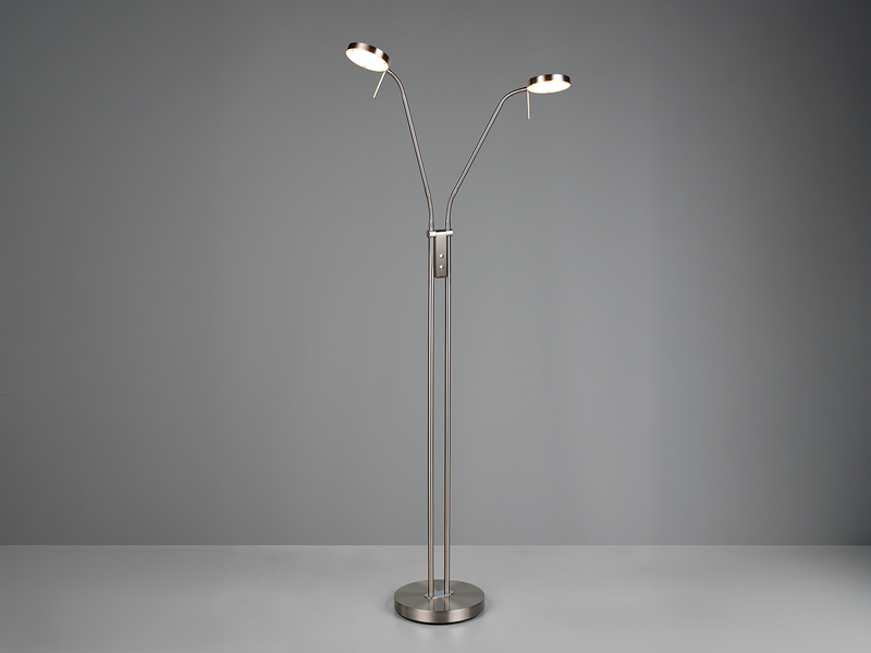 Moderne LED Stehlampe MONZA dimmbar, 2-flammig Silber, Höhe 160cm