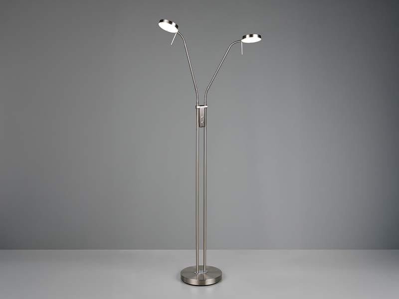 Moderne LED Stehlampe MONZA dimmbar, 2-flammig Silber, Höhe 160cm