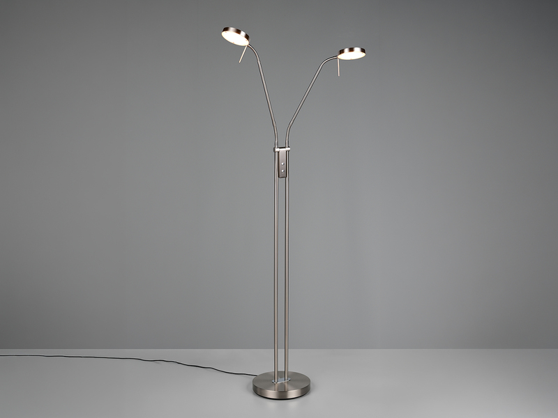 Moderne LED Stehlampe MONZA dimmbar, 2-flammig Silber, Höhe 160cm
