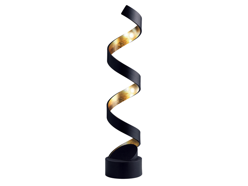 Ausgefallene LED Tischleuchte HELIX Schwarz / Gold groß, Höhe 66cm