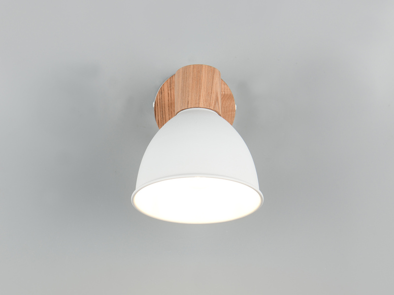 LED Wandstrahler aus Metall in Weiß & Holzoptik, Höhe 19cm