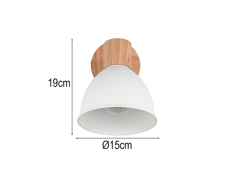LED Wandstrahler aus Metall in Weiß & Holzoptik, Höhe 19cm