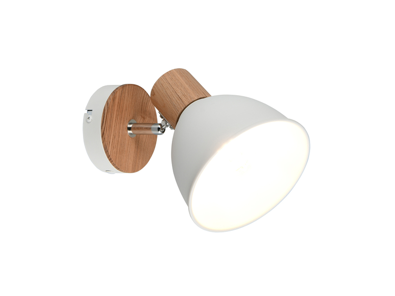 LED Wandstrahler aus Metall in Weiß & Holzoptik, Höhe 19cm
