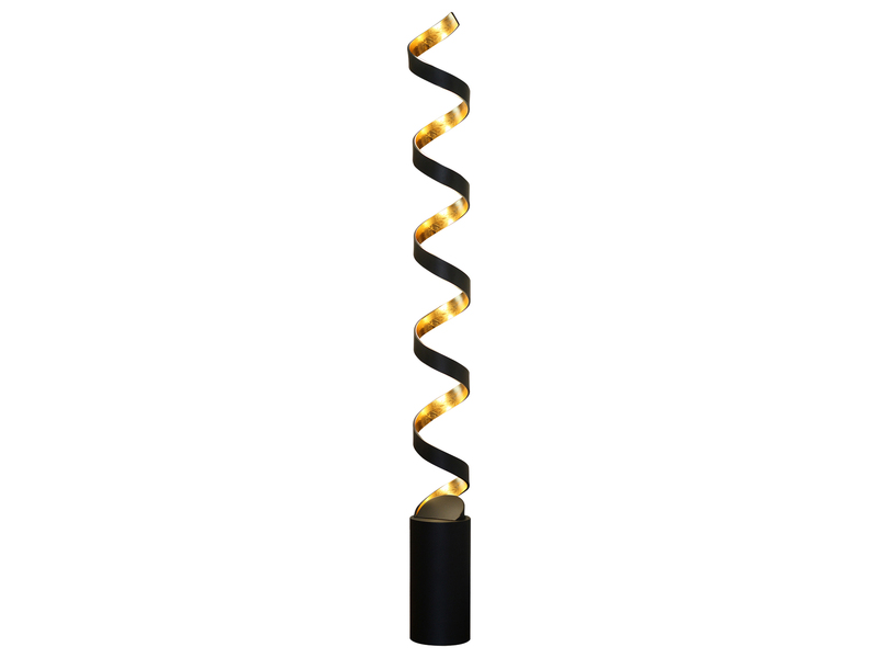 Ausgefallene LED Stehlampe HELIX Schwarz / Gold, Höhe 152cm