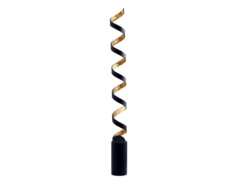 Ausgefallene LED Stehlampe HELIX Schwarz / Gold, Höhe 152cm