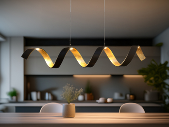 Ausgefallene LED Pendelleuchte HELIX Schwarz / Gold, Breite 80cm