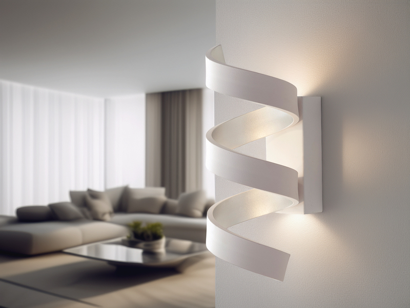 Ausgefallene LED Wandleuchte HELIX Weiß / Silber, Höhe 26cm