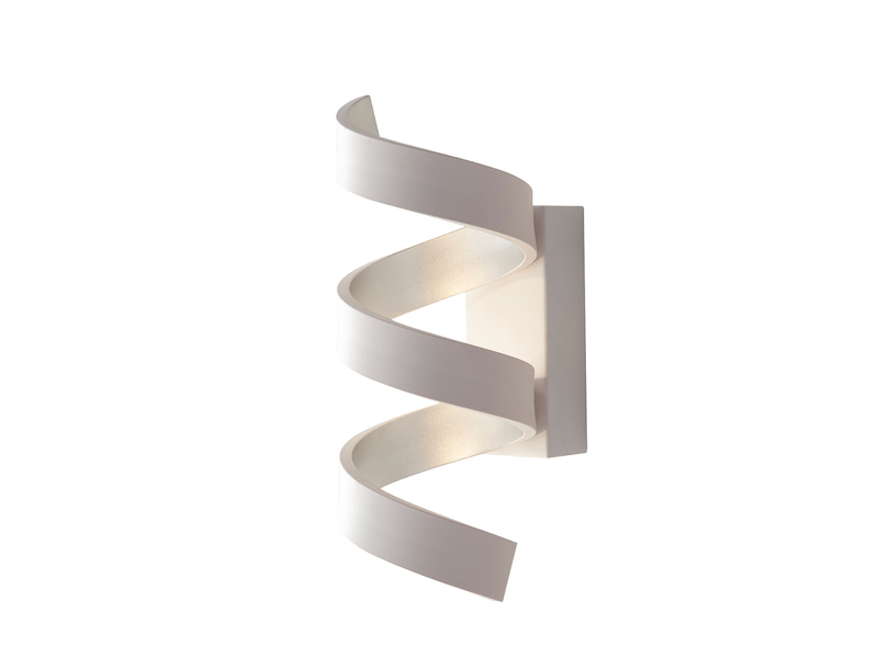 Ausgefallene LED Wandleuchte HELIX Weiß / Silber, Höhe 26cm