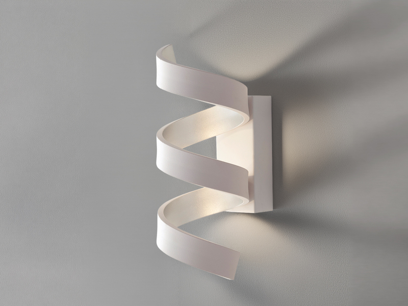 Ausgefallene LED Wandleuchte HELIX Weiß / Silber, Höhe 26cm
