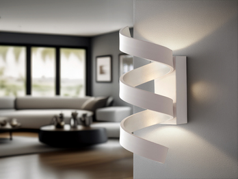 Ausgefallene LED Wandleuchte HELIX Weiß / Silber, Höhe 26cm Ausgefallene LED Wandleuchte HELIX Weiß / Silber, Höhe 26cm