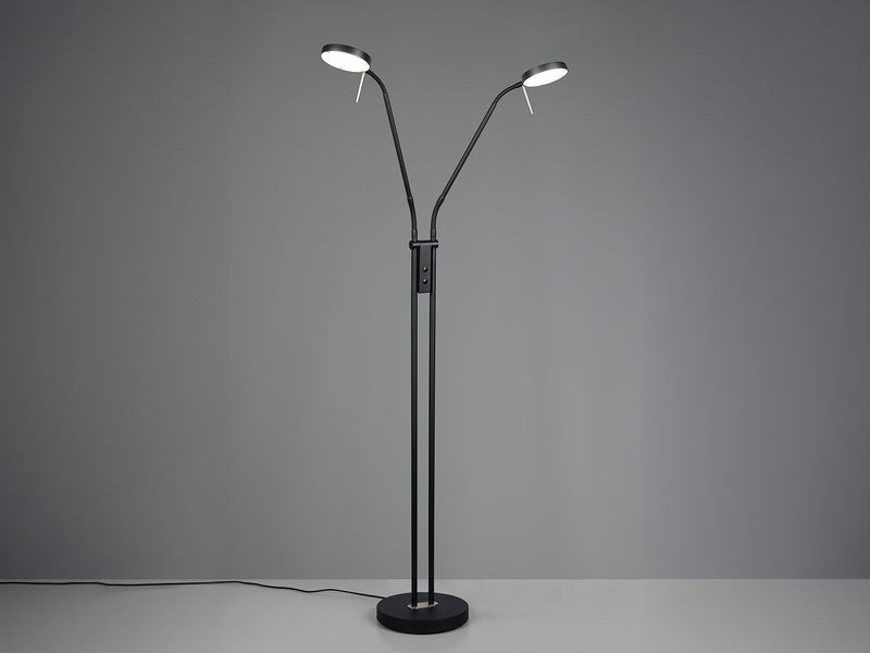 Moderne LED Stehlampe MONZA dimmbar, 2-flammig Schwarz, Höhe 160cm