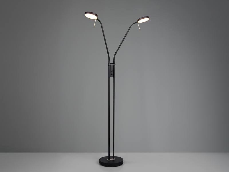 Moderne LED Stehlampe MONZA dimmbar, 2-flammig Schwarz, Höhe 160cm
