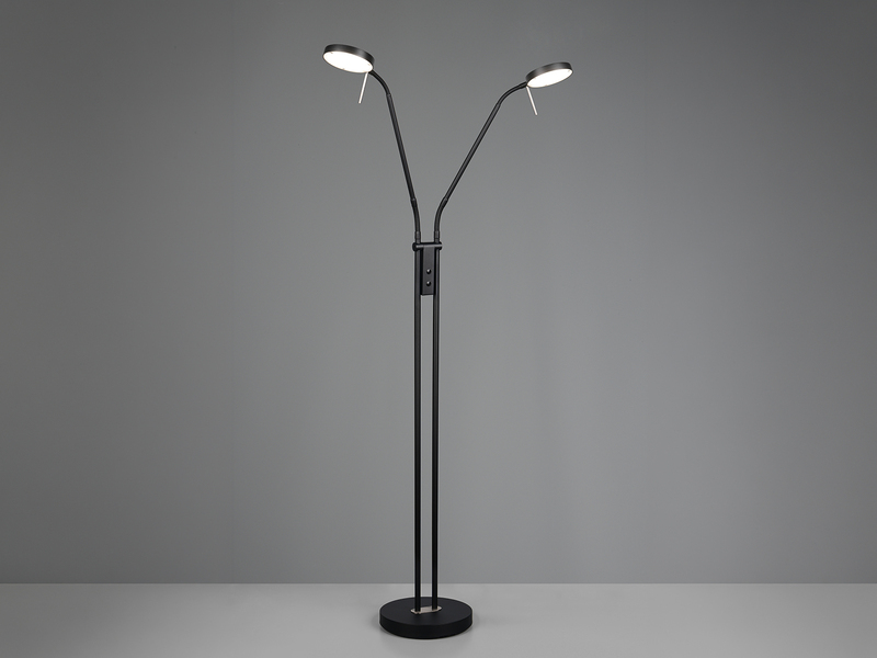 Moderne LED Stehlampe MONZA dimmbar, 2-flammig Schwarz, Höhe 160cm