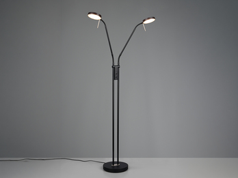 Moderne LED Stehlampe MONZA dimmbar, 2-flammig Schwarz, Höhe 160cm