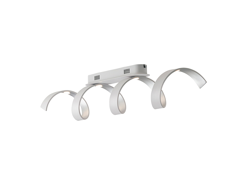 Ausgefallene LED Deckenlleuchte HELIX Weiß / Silber, Breite 80cm