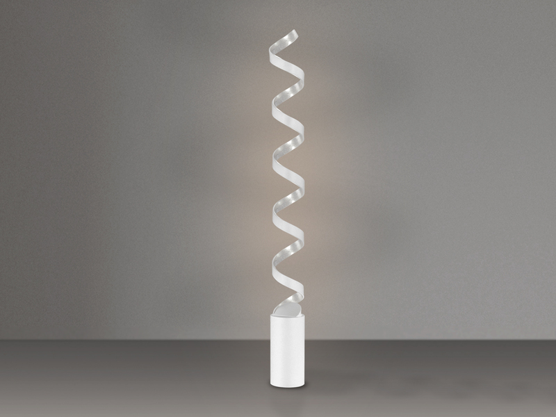 Ausgefallene LED Stehlampe HELIX Weiß / Silber, Höhe 152cm