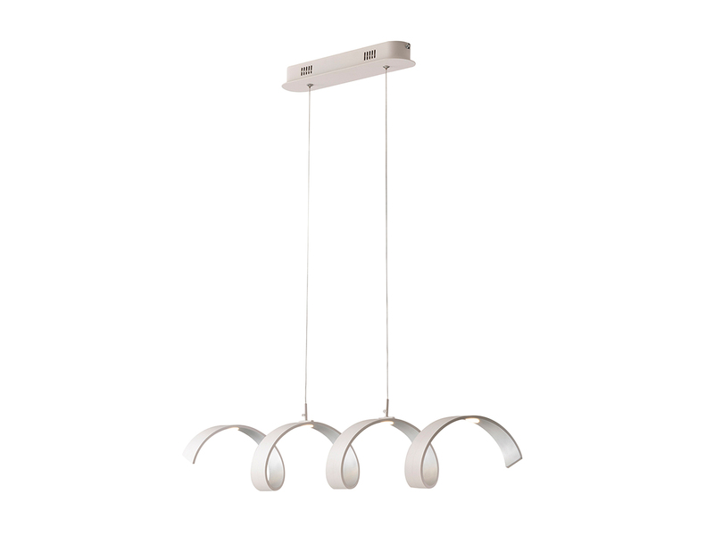 Ausgefallene LED Pendelleuchte HELIX Weiß / Silber, Breite 80cm