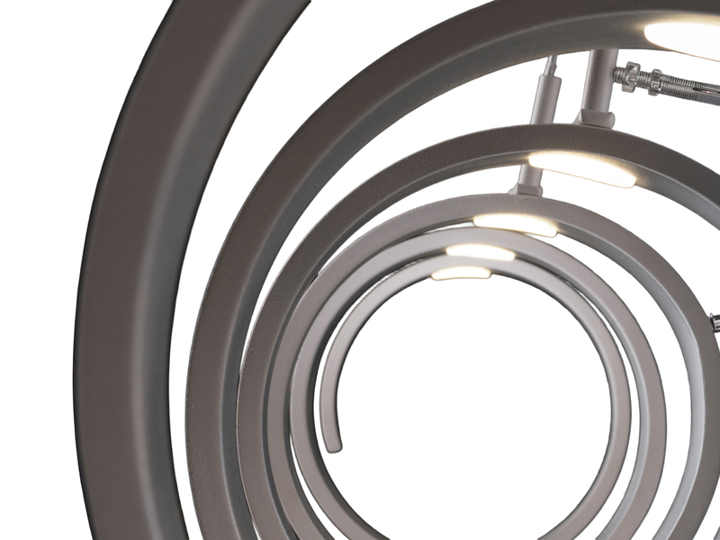 Ausgefallene LED Pendelleuchte HELIX Weiß / Silber, Breite 125cm
