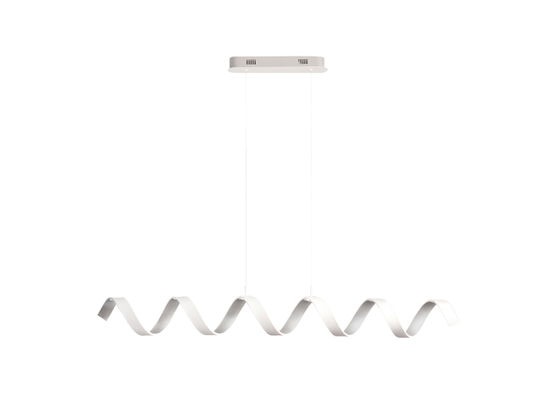 Ausgefallene LED Pendelleuchte HELIX Weiß / Silber, Breite 125cm