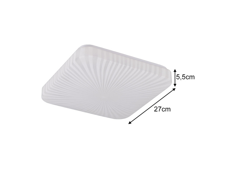 Flache LED Deckenleuchte MANDRIA mit Strahlenmuster, Quadrat 27cm