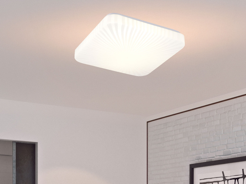 Flache LED Deckenleuchte MANDRIA mit Strahlenmuster, Quadrat 27cm